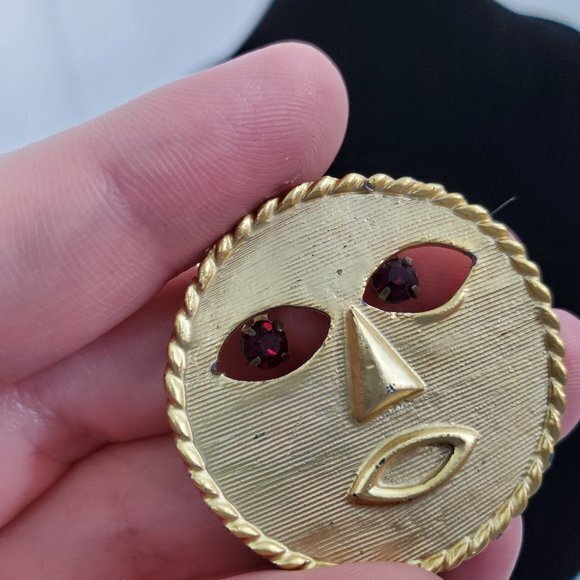 Face Necklace Rhinestone Dangle Beaded‎ Red Gold To - Picture 3 of 7